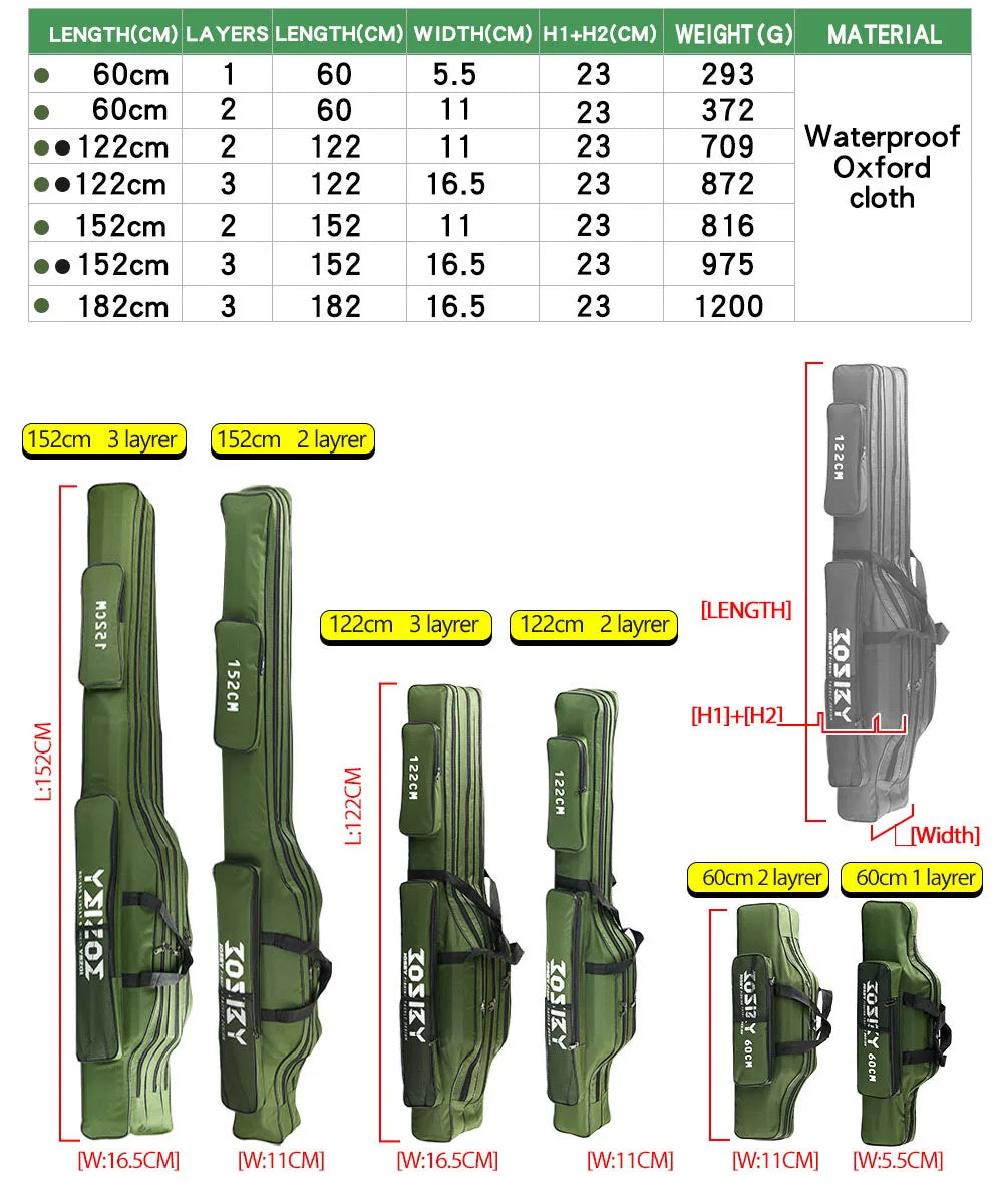 Portable Folding Fishing Rod Carrier – Reel & Tackle Storage Bag