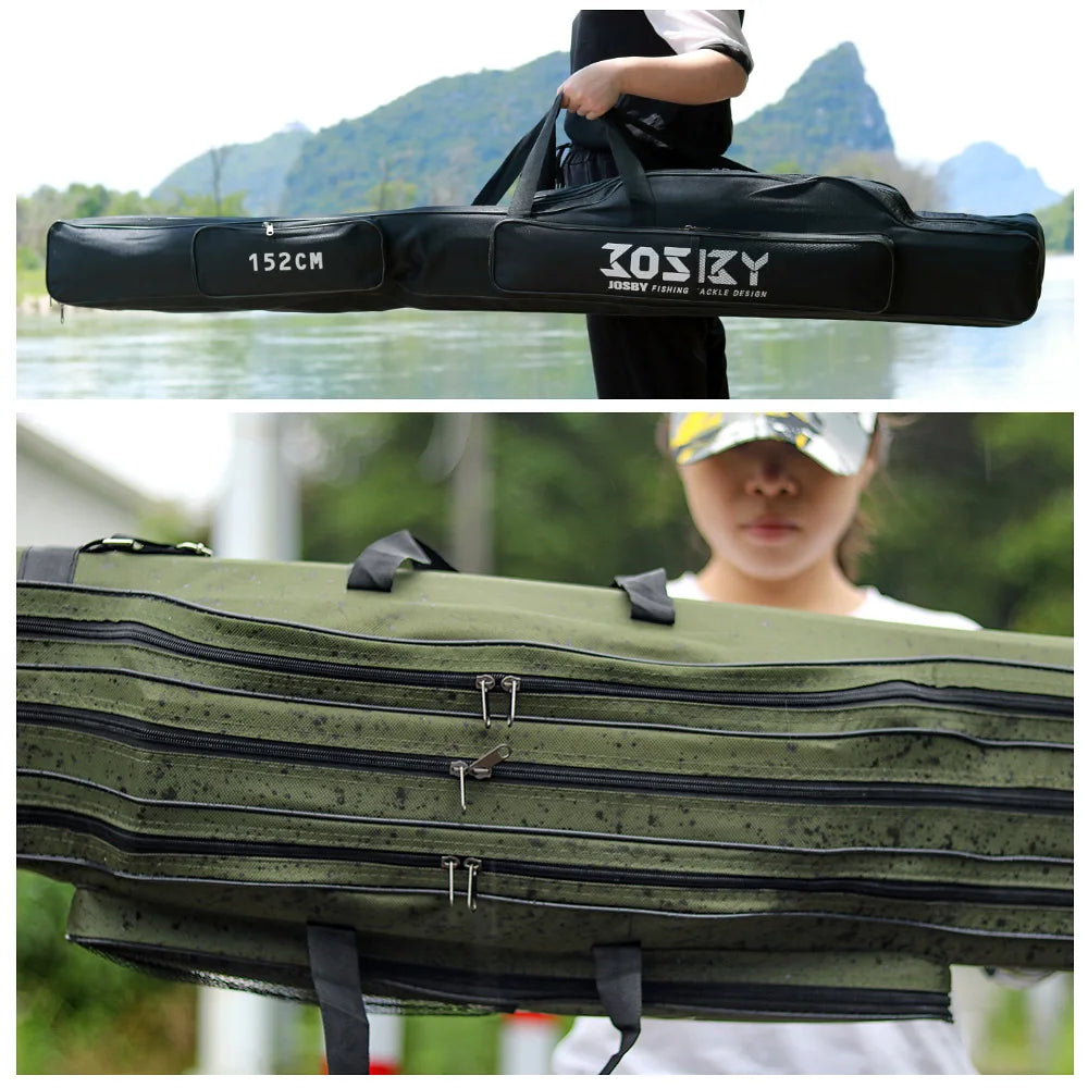 Portable Folding Fishing Rod Carrier – Reel & Tackle Storage Bag