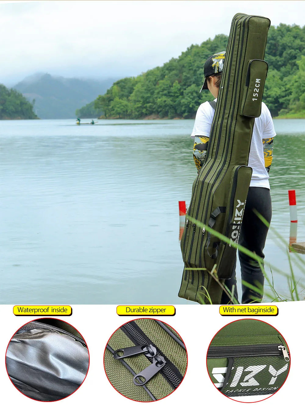 Portable Folding Fishing Rod Carrier – Reel & Tackle Storage Bag