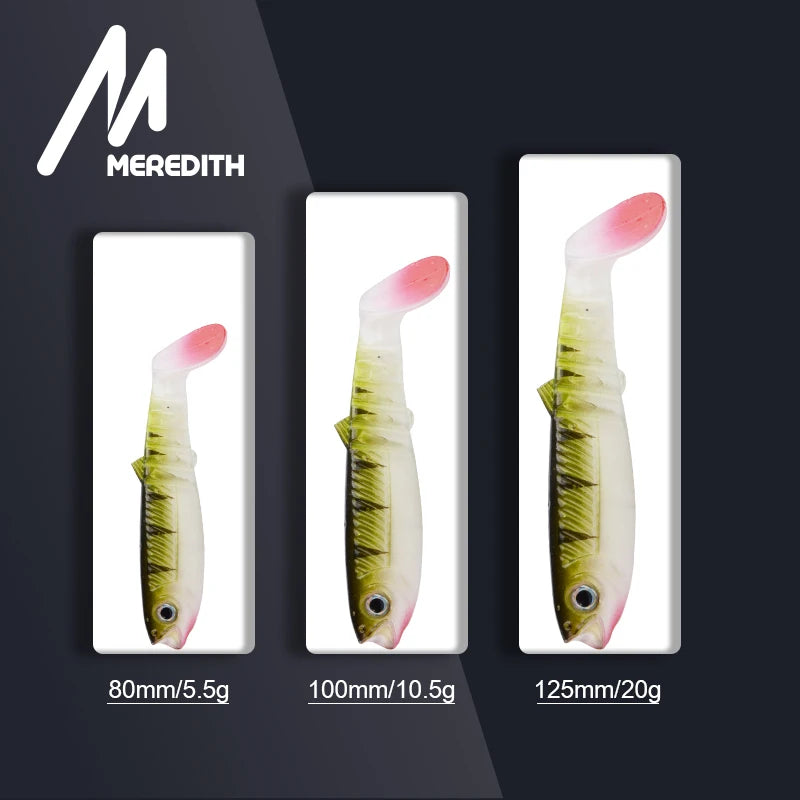 MEREDITH Cannibal Soft Lures – T-Tail Shad Baits (80mm–125mm)