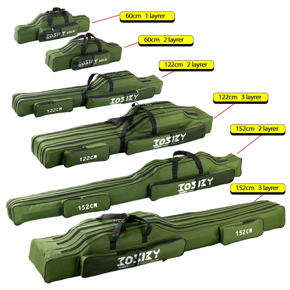 Portable Folding Fishing Rod Carrier – Reel & Tackle Storage Bag