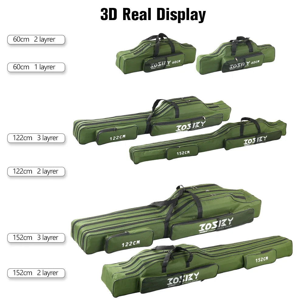 Portable Folding Fishing Rod Carrier – Reel & Tackle Storage Bag