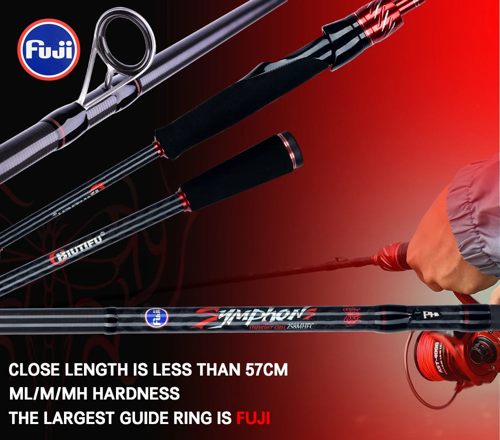 BIUTIFU Spinning & Casting Fuji Lure Mini Traveller Rock Fishing Rod