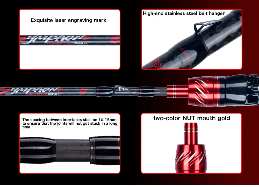 BIUTIFU Spinning & Casting Fuji Lure Mini Traveller Rock Fishing Rod