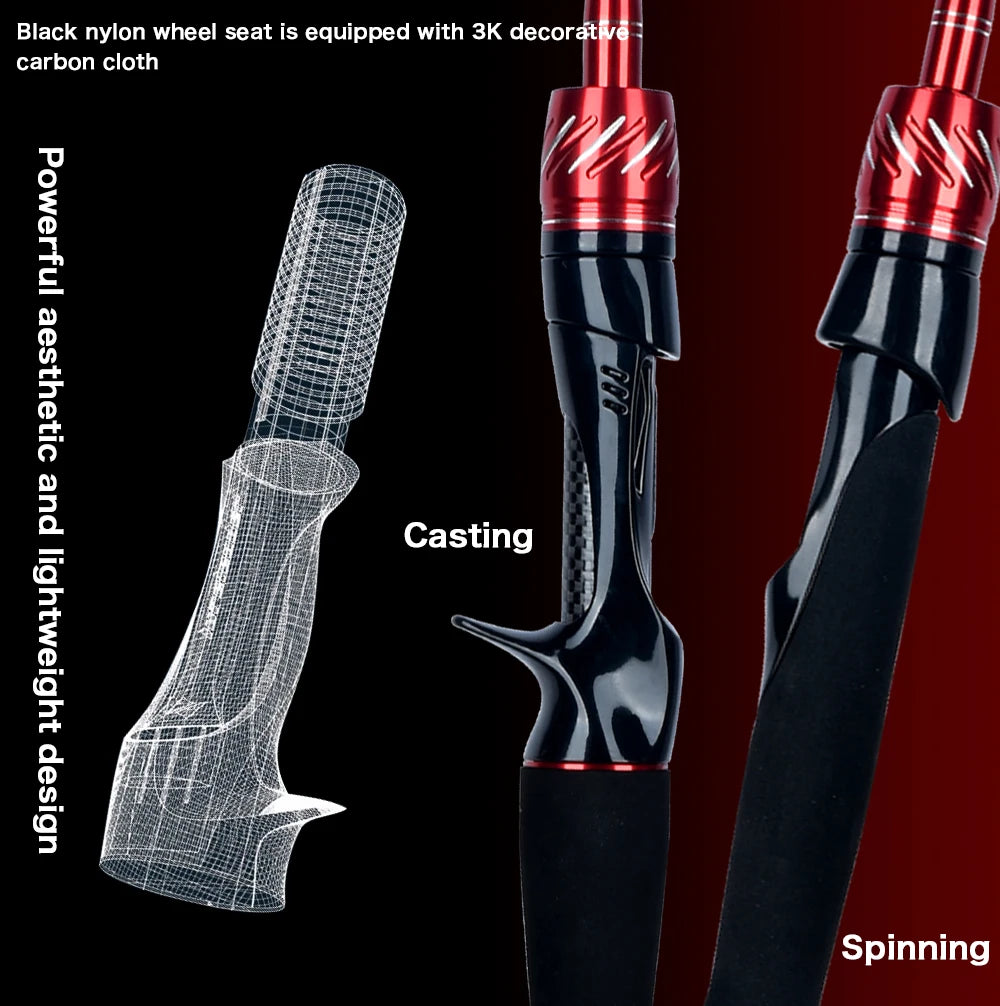BIUTIFU Spinning & Casting Fuji Lure Mini Traveller Rock Fishing Rod