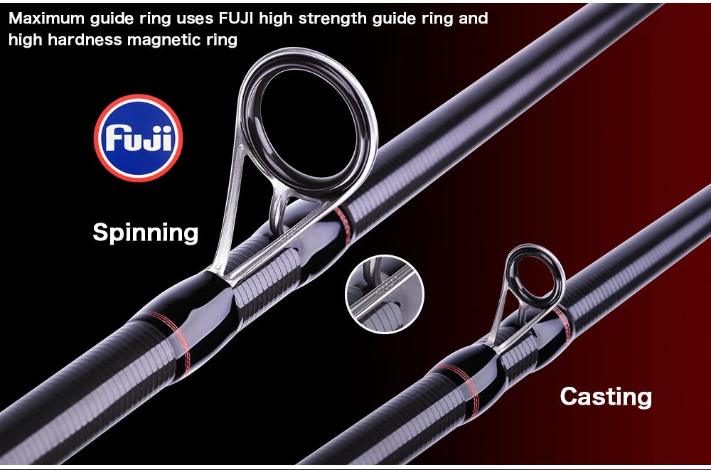 BIUTIFU Spinning & Casting Fuji Lure Mini Traveller Rock Fishing Rod