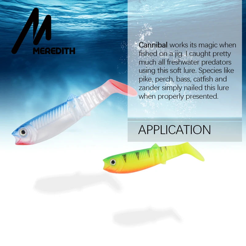 MEREDITH Cannibal Soft Lures – T-Tail Shad Baits (80mm–125mm)