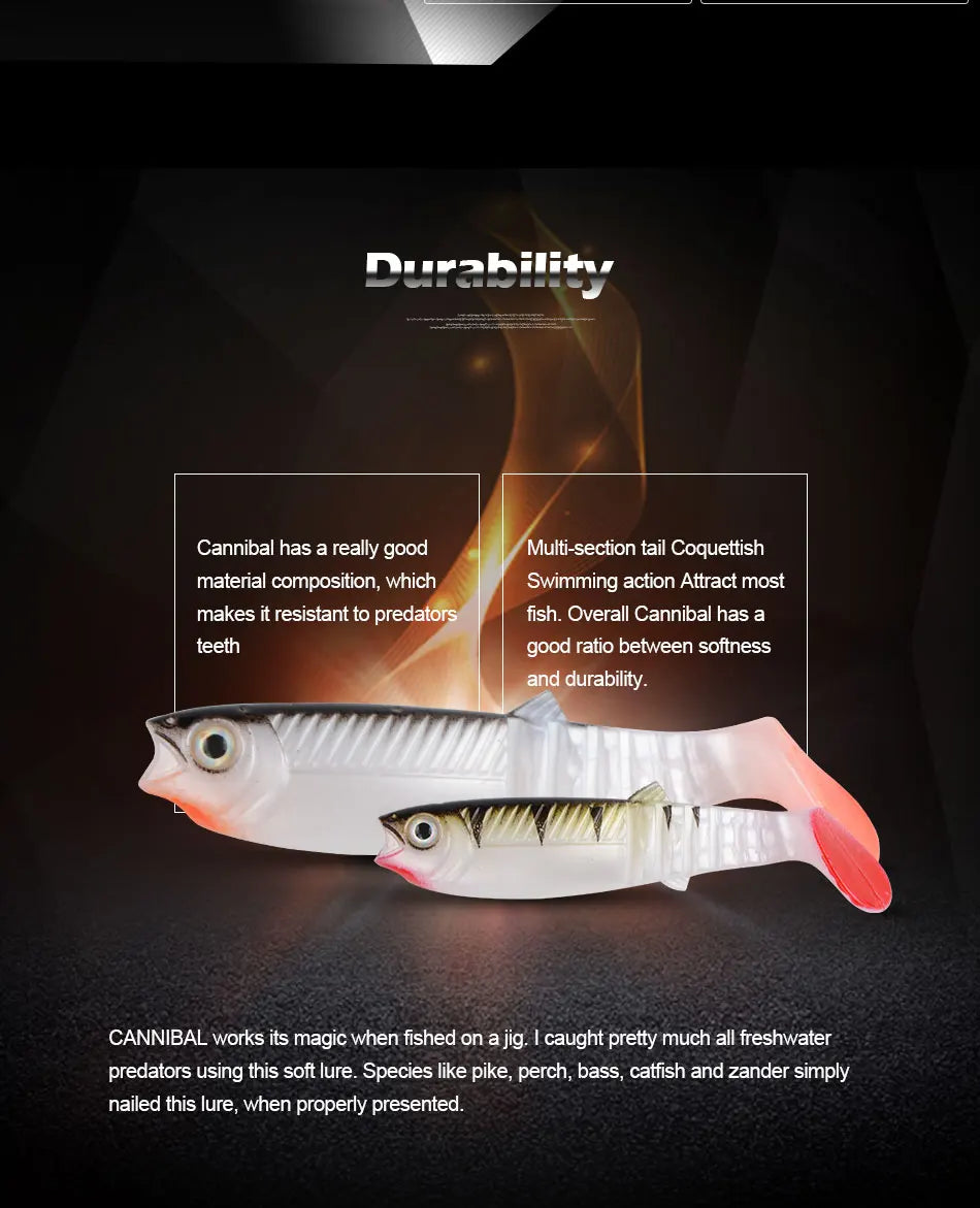 MEREDITH Cannibal Soft Lures – T-Tail Shad Baits (80mm–125mm)