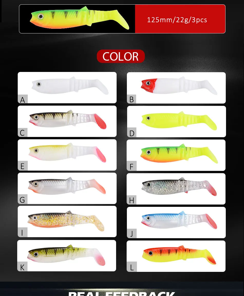MEREDITH Cannibal Soft Lures – T-Tail Shad Baits (80mm–125mm)