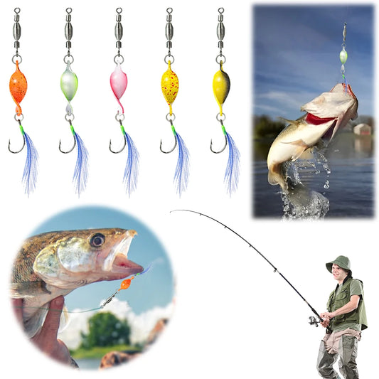 5Pcs Twisted Metal Fishing Lures Spinner Baits 360 Degree Rotating Artificial Hard Baits with Feather Spoon Lures for Trout Bass