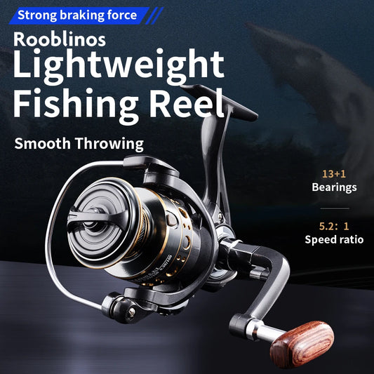 Rooblinos BK Spinning Reel – Metal Spool, 5.2:1 Gear Ratio for Saltwater & Freshwater Fishing