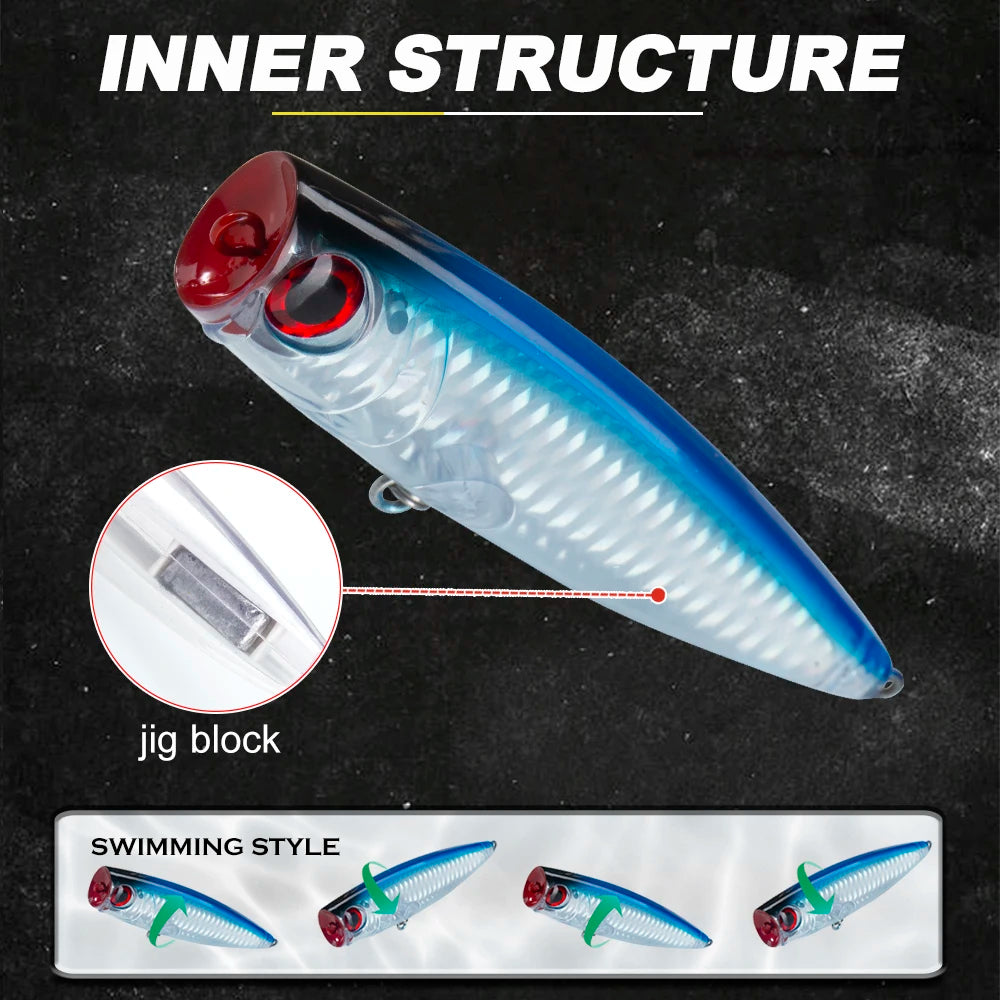 D1 Topwater Popper Fishing Lures 110mm 20g Floating Wobblers Long Casting Artificial Hard Baits Sea Fresh For Seabass Pike Lure